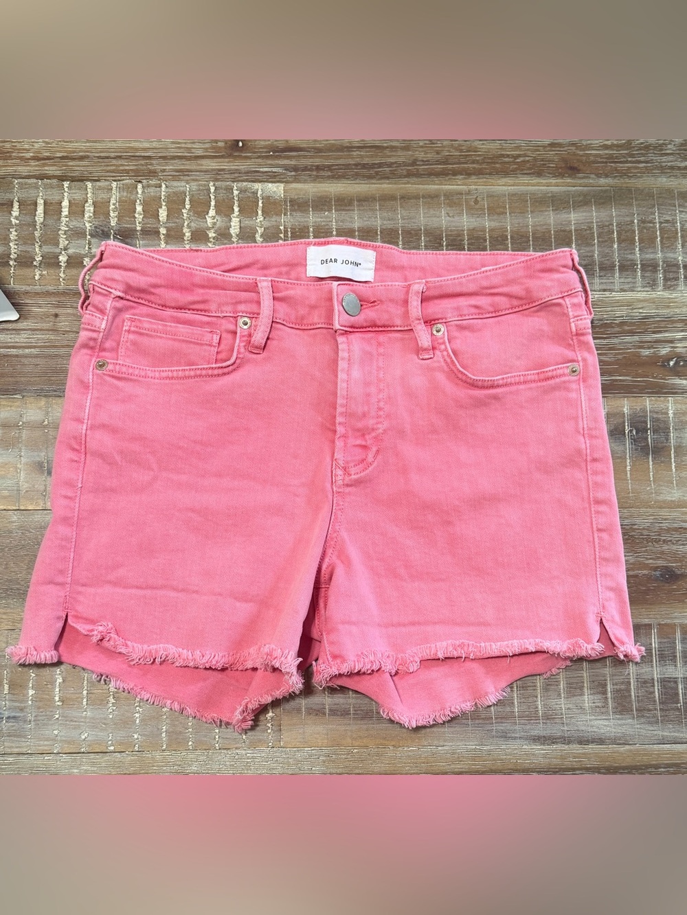 Dear John Pink Frayed Jean Shorts